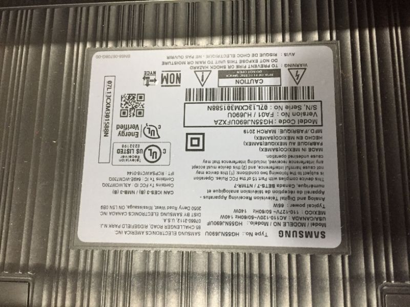 Photo 5 of Samsung 55 IN 2019 Model HG55NJ690UF (hardware and accessories not included)