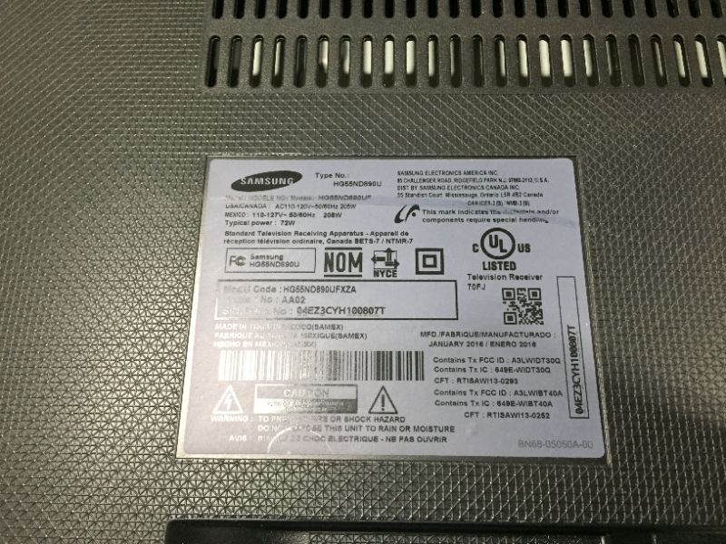 Photo 6 of Samsung 55 IN 2016 Model HG55ND890UF (hardware and accessories not included)