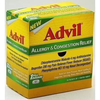 Photo 1 of Advil Allergy and Congestion Medicine Pain and Fever Reducer Tablets, 50 Count [EXPIRES 05/2022]
