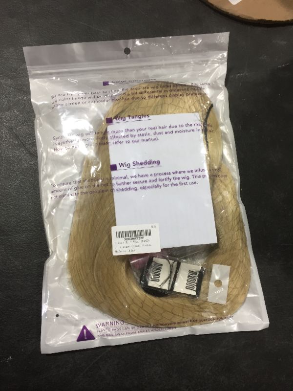 Photo 3 of SEIKEA Clip in Half Wig U-Shape One Piece Clip in Hair Extension Long Straight Full Head Synthetic Hairpiece 7 Clips 28 Inch Creamy Blonde
