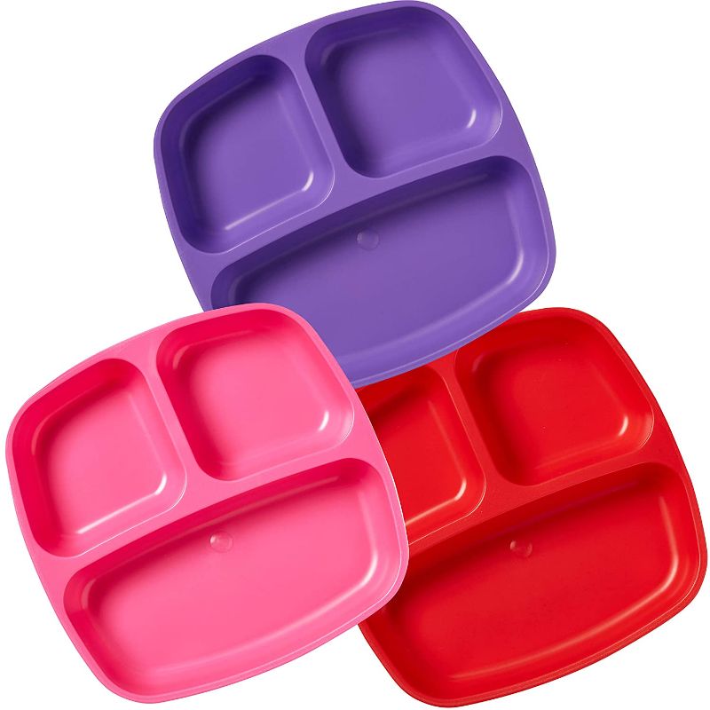Photo 1 of My First Meal Pal Divided Plates - Non-Toxic, Stackable Plates for Baby, Toddler and Child Feeding - 3-Pack, Berry
