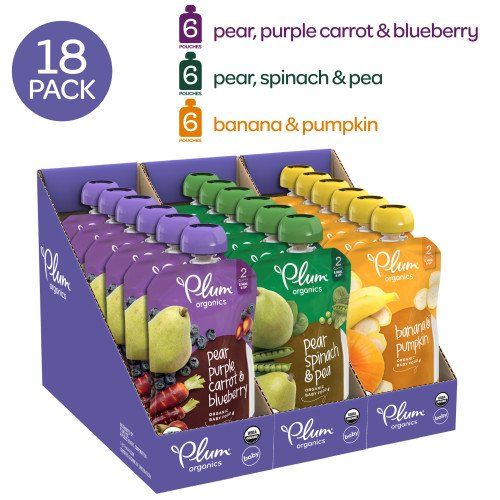 Photo 1 of Plum Organics Stage 2, Organic Baby Food, Fruit and Veggie Variety Pack, 4 ounce pouch, Pack of 18 [expires 03/14/2022]
