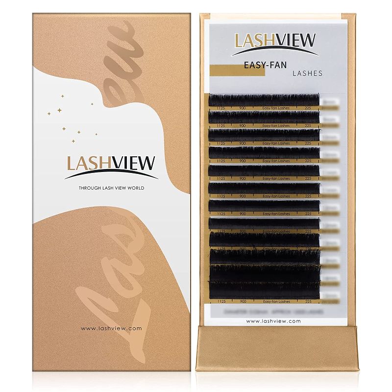 Photo 1 of LASHVIEW Easy Fan Volume Lashes,Volume Lash Extensions,Easy Fan Lashes,Silk Individual Semi-permanent Handmade Soft Auto-Fan Eyelashes For Professional Salon Use (0.07-C, 11mm)
