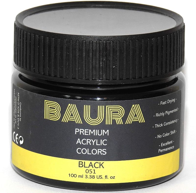 Photo 1 of Black Acrylic Paint Set, Baura 24 Colors (100ml, 3.38oz,Bottle) Art Craft Paint Supplies for Canvas Wood Rock Painting, Rich Pigments Non Toxic Paints for Kids Beginners Students Artist Painter Christmas Decorations
