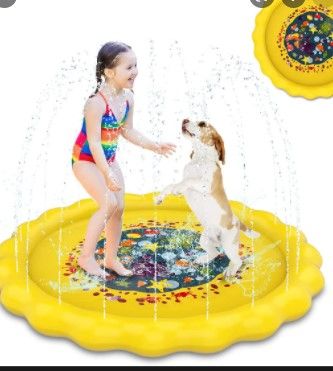 Photo 1 of SURFMASS 2 in 1 Water Inflatables Splash Pad 68 '' for Lawn Park Backyard Cool Water Fun for Baby Kids, Infant Splash Play Mat Pool Games Kids Sprinkler Pad for Outdoor Summer Party Interesting Gifts