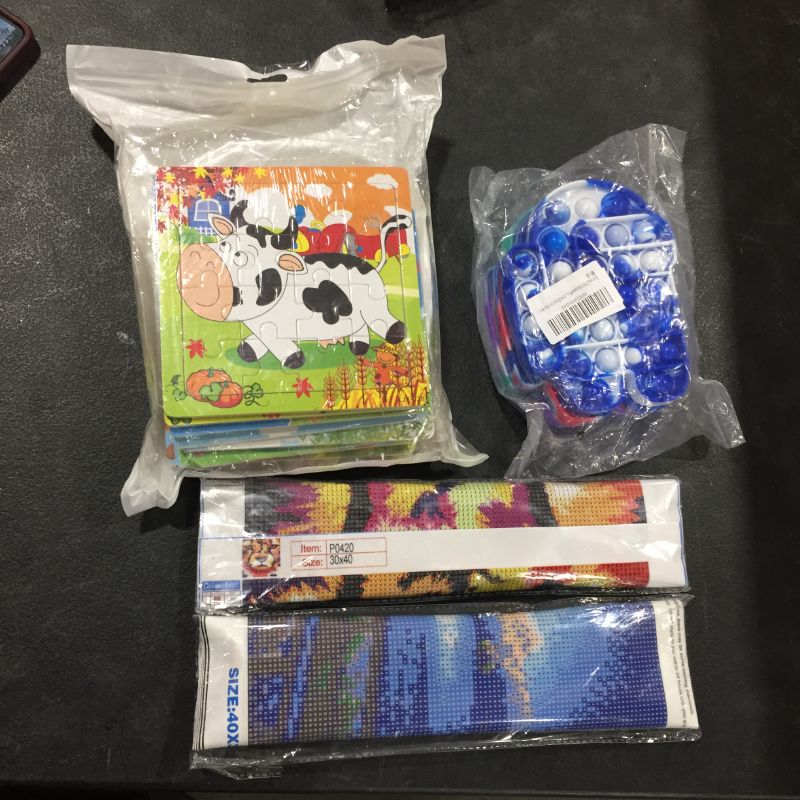 Photo 1 of BOX LOT- FIDGET TOYS, PUZZLES, DIAMOND PAINTING KITS