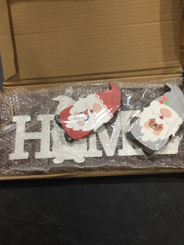 Photo 1 of Christmas Interchangeable Wooden Home Sign - Rustic Front Door Decor with 8 Pcs 5.1"