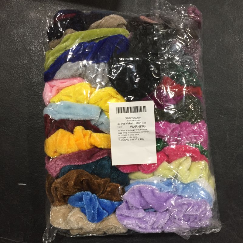 Photo 2 of 40 Pack Velvet Hair Scrunchies, Hair Ties Bands Ropes Scrunchy