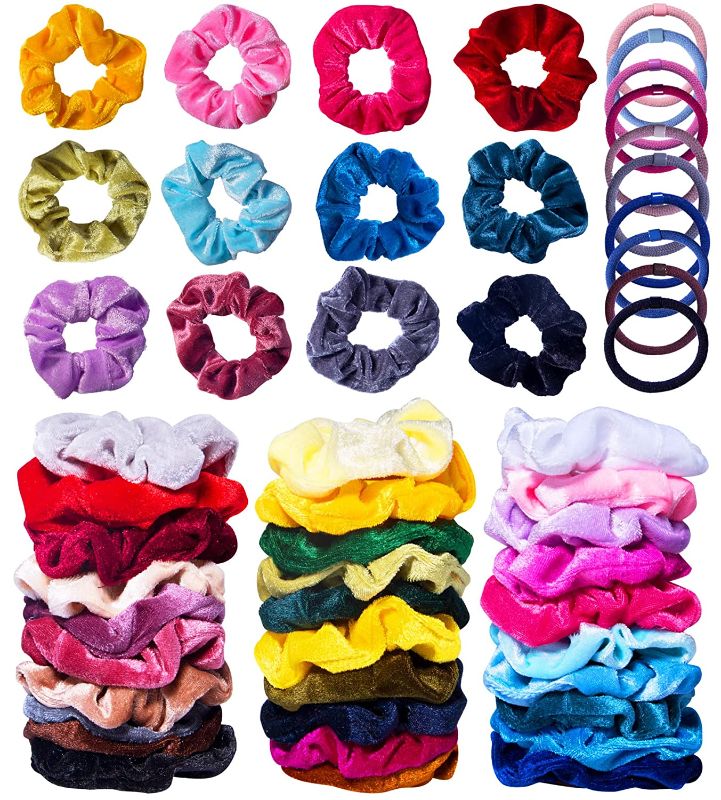 Photo 1 of 40 Pack Velvet Hair Scrunchies, Hair Ties Bands Ropes Scrunchy