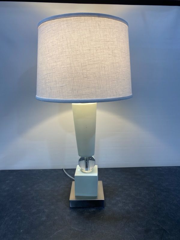 Photo 3 of DECORATIVE LARGE TABLE LAMP 31H INCHES WHITE AND GLASS FEATURES (Colors may Vary)  [pack of 2]