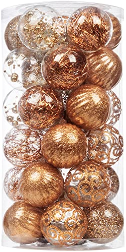 Photo 1 of XmasExp 30ct Christmas Ball Ornaments Set -Mini Clear Plastic Shatterproof Xmas Tree Ball Hanging Baubles Stuffed Delicate Glittering for Holiday Wedd
