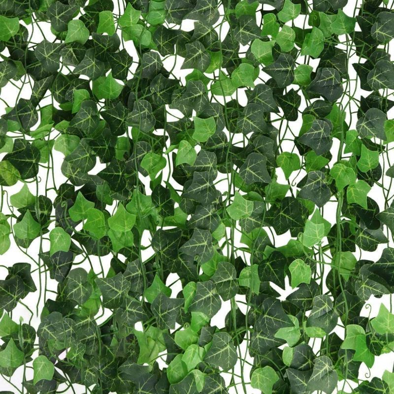 Photo 1 of A-DECOR 84 ft-12 Pack Artificial Ivy Garland Hanging Vines for Bedroom Wedding Party Green Decoration Wall Plants Jungle Leaves Faux Backdrop Decorative Leaf Foliage Face Greenery Fake Plant Decor
