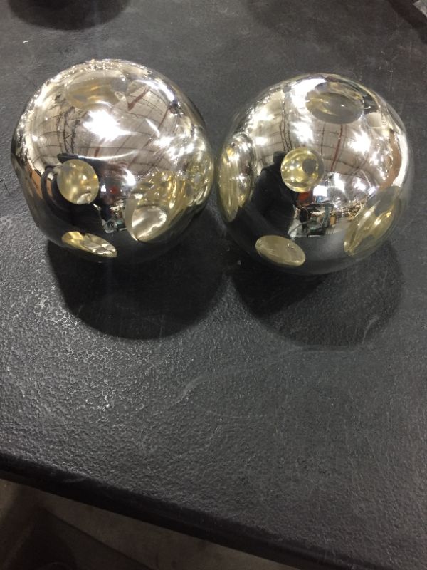 Photo 1 of 2 PIECES DECORATIVE SPECKLED SILVER SPHERES TABLE DECORATIONS SMALL