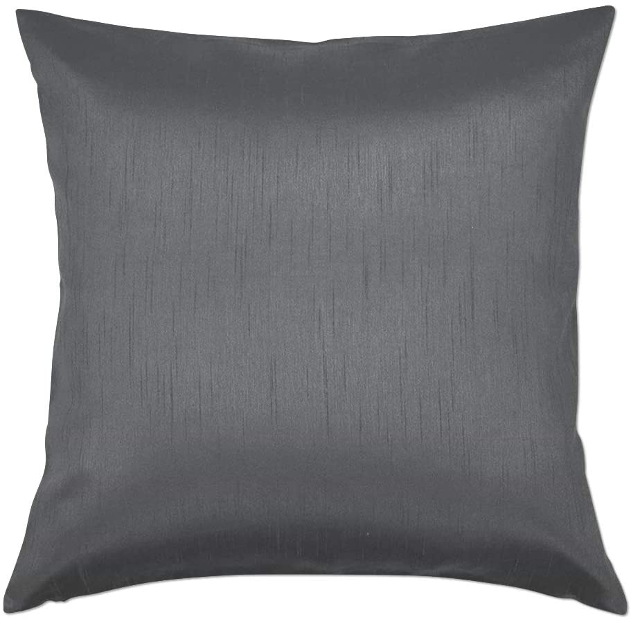 Photo 1 of Essencea Decorative Cushion Cover - European Faux Silk Plain Pillow Case with Concealed Zipper - Pillow Cases for Bedroom Sofa Living Room Sofa - Machine Washable, Home Decor, Charcoal, 20" x 20"
