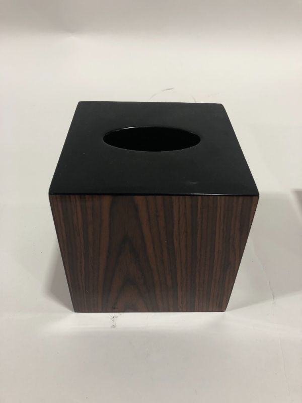 Photo 4 of 3 DARK WOOD SMALL TISSUE BOX COVER L 6 X W 6 X H 6 INCHES