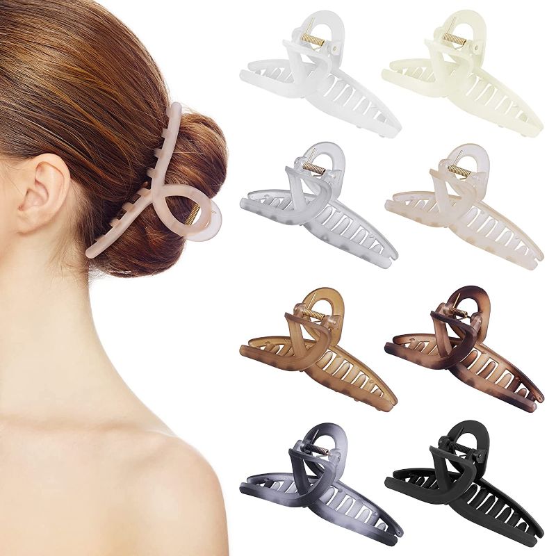 Photo 1 of OKBA 8pcs Hair Clips for Thick Hair, 5.2 Inches Hair Claw Clips for Women, Matte Translucent Large Hair Clips for Women Thick Hair, 8 Color Non-slip Strong Hold Big Claw Hair Clips