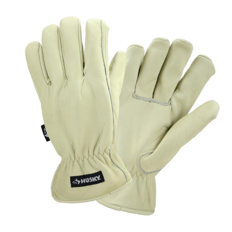 Photo 1 of 2pc Husky Oversize Large Grain Cowhide Water Resistant Leather Work Glove, Beige