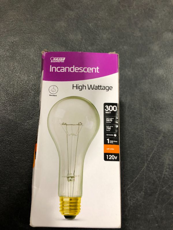 Photo 2 of 300-Watt High Lumen Clear PS25 Medium E26 Soft White (2700K) Utility Incandescent Light Bulb (1-Bulb)
