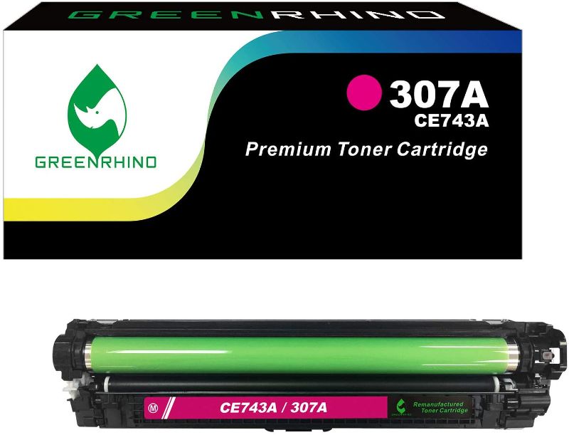 Photo 1 of GREENRHINO Remanufactured Toner Cartridge Replacement for HP 307A CE743A CP5200 CP5220 CP5225 CP5225dn CP5225n (Magenta, 1-Pack)
