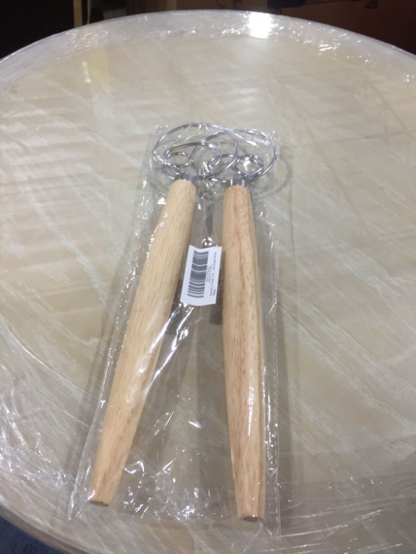 Photo 2 of Acerich 2 Pack Danish Dough Whisk 13.5” Dough Whisk Stainless Steel Dutch Style Bread Whisk Wooden Handle Danish Whisk for Bread, Batter, Cake, Pastry
