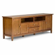 Photo 1 of Warm Shaker SOLID WOOD 72 inch Wide Transitional TV Media Stand in Light Gold