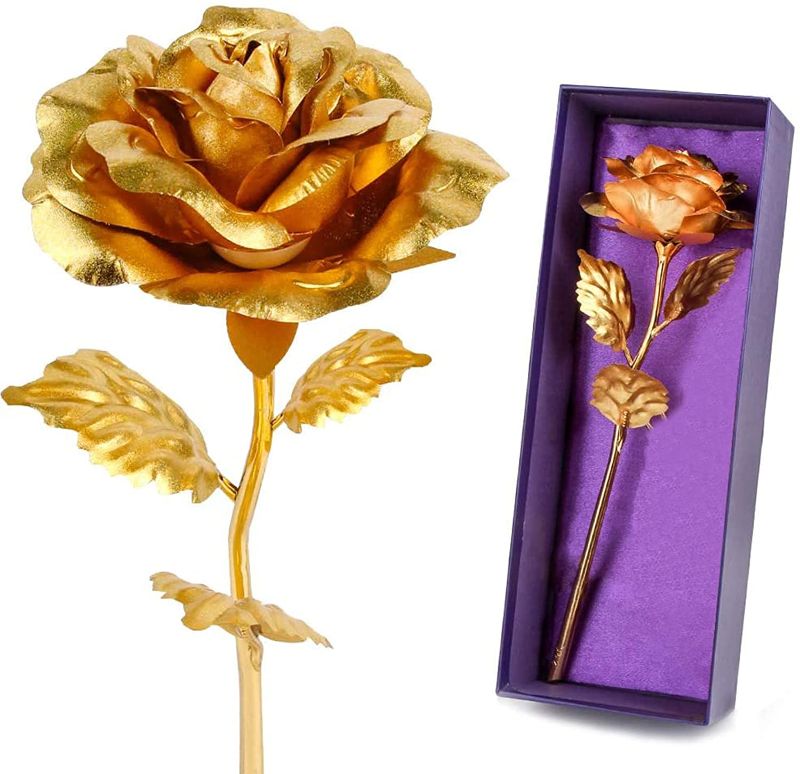 Photo 1 of Unite Stone Monther Day Gift 24K Gold Foil Artificial Rose Flower Birthday Gift