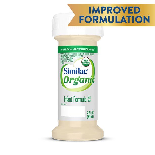 Photo 1 of Similac Organic GMO-Free Liquid Baby Formula, 2 fl oz Bottle (48 ct), with Iron & Ready to Feed Expired