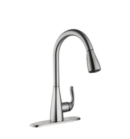 Photo 1 of Carla Single-Handle Pull-Down Sprayer Kitchen Faucet in Stainless Steel