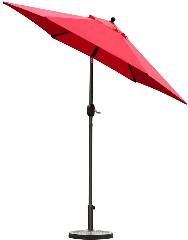 Photo 1 of 7.5' Patio Umbrella Outdoor Table Market Umbrella with Push Button Tilt/Crank, 6 Ribs (Red) -NO BASE INCLUDED-