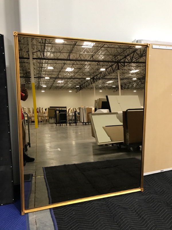Photo 2 of Large Oversized Tinted Glass Wall Mounted Decorative Mirror Approx 58 x 52 Inches Gold Colored Frame