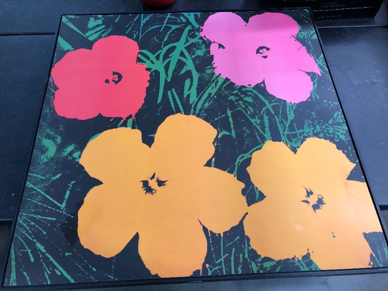 Photo 2 of Andy Warhol Design 4 Flowers Approx 38H X 38W Inches Framed in Black