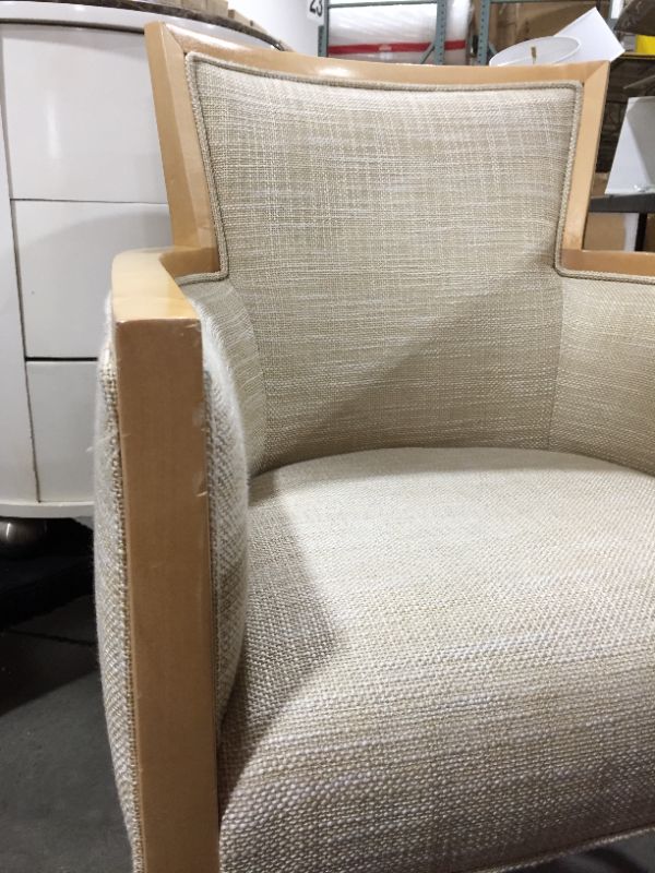 Photo 5 of LIGHT CREME CANVAS FABRIC ARMCHAIR WITH CURVED BACK 33H INCHES