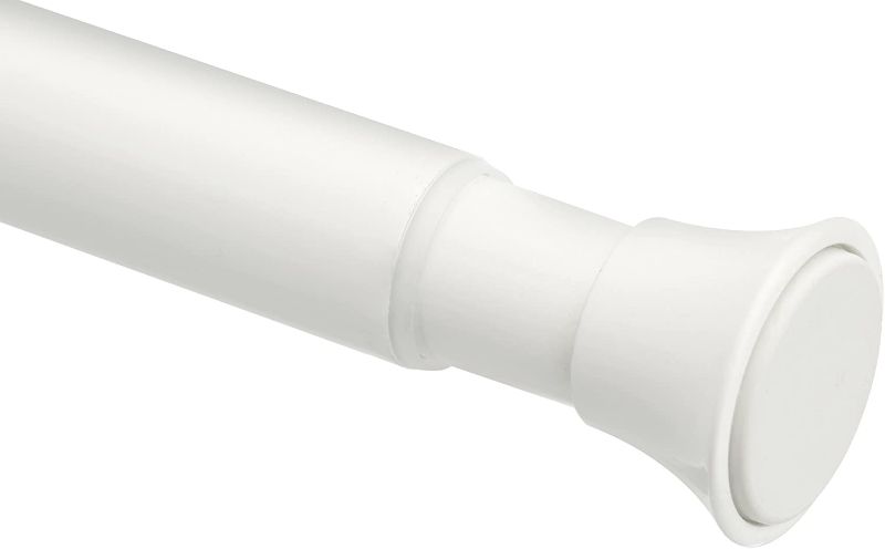 Photo 1 of Amazon Basics Tension Curtain Rod, Adjustable 54-90" Width - White, Classic Finial
