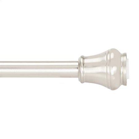 Photo 1 of Basics Decorative Tension Shower Curtain Rod with Rings Finial - 42-72", Brushed Nickel
