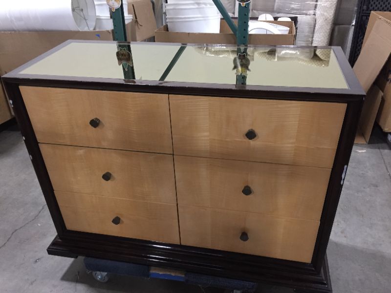 Photo 6 of 6 DRAWER ESPRESSO DRESSER WITH BAR REFLECTIVE GOLD TOP 48L X 19W X 36H INCHES