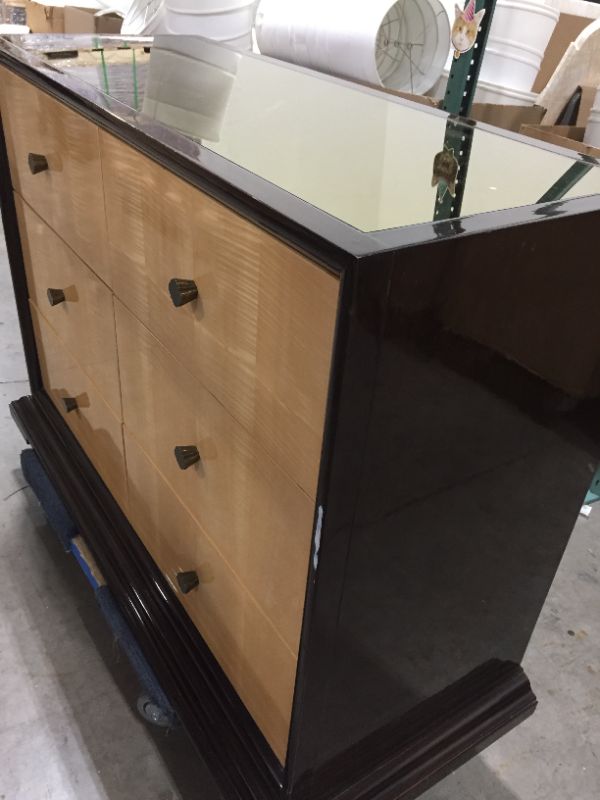 Photo 4 of 6 DRAWER ESPRESSO DRESSER WITH BAR REFLECTIVE GOLD TOP 48L X 19W X 36H INCHES