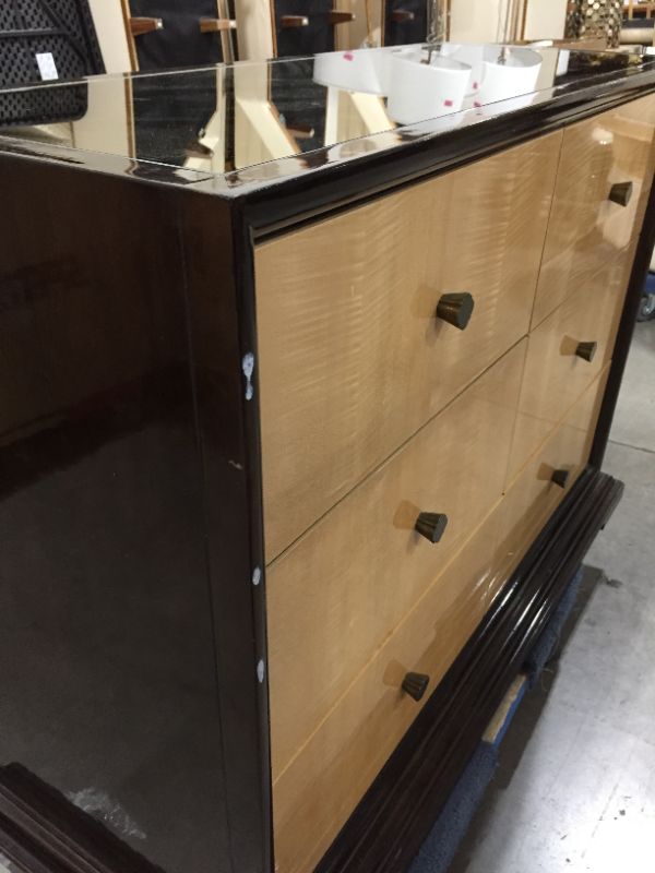 Photo 7 of 6 DRAWER ESPRESSO DRESSER WITH BAR REFLECTIVE GOLD TOP 48L X 19W X 36H INCHES