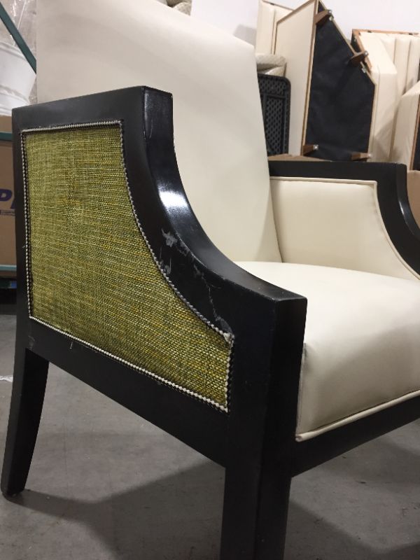 Photo 4 of Black Dining Room Chair with Creme Cushions and Green Siding 38H x 24L x 25W Inches