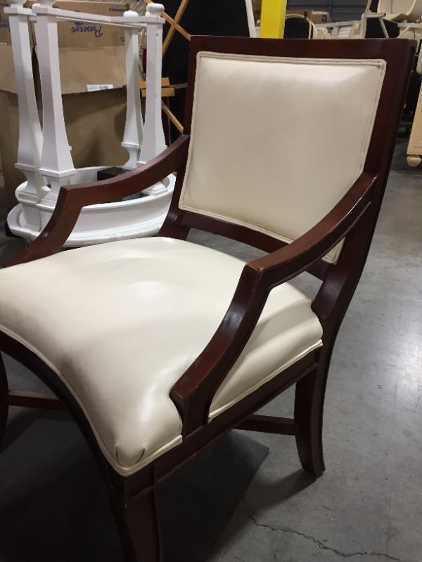 Photo 4 of Brown Dining Room Chair with Creme Cushions 38H x 24W x 21L Inches