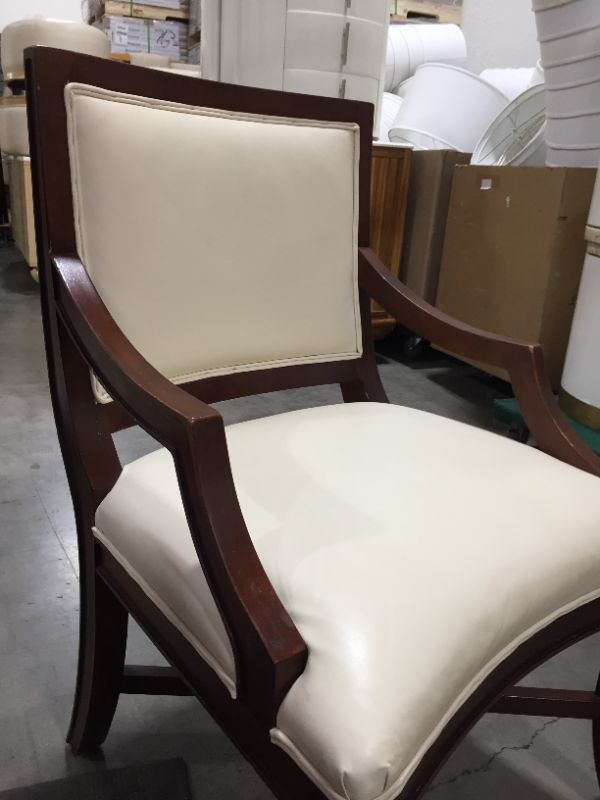 Photo 6 of Brown Dining Room Chair with Creme Cushions 38H x 24W x 21L Inches