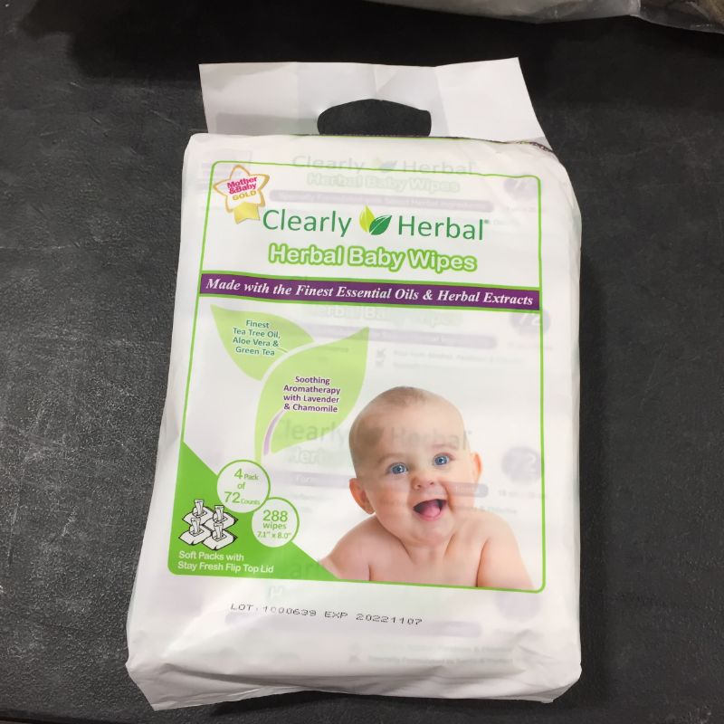 Photo 2 of Clearly Herbal Natural Baby Wipes, made with Essential Oils and Natural Herbal Extracts, Amazon's Choice, Bundle Pack 288 Plant Based Wipes (4 Packs x 72 Count)