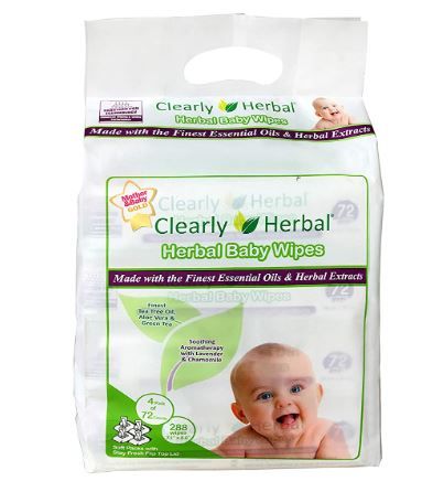 Photo 1 of Clearly Herbal Natural Baby Wipes, made with Essential Oils and Natural Herbal Extracts, Amazon's Choice, Bundle Pack 288 Plant Based Wipes (4 Packs x 72 Count)