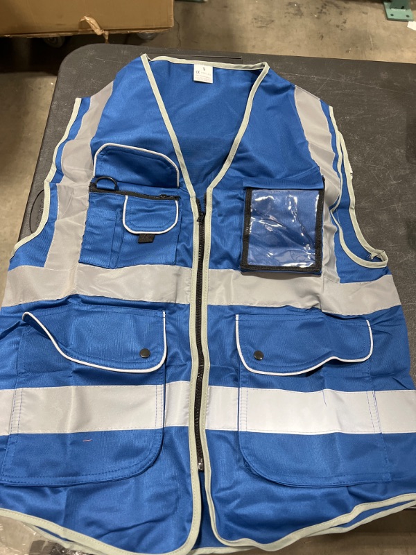 Photo 1 of Safety Vest Reflective With Pocket And Zipper Construction Vest With Reflective Stripes High Visibility Work Uniforms SIZE SMALL 
