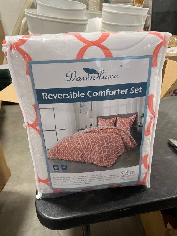 Photo 1 of downluxe Lightweight Down Alternative Reversible 3-Piece Comforter Set with 2 Reversible Pillow Shams, Full/Queen