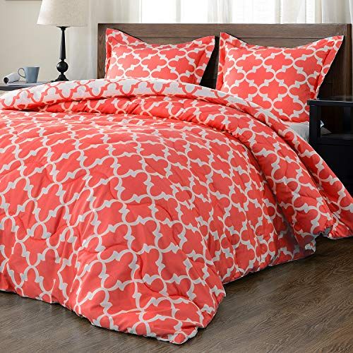 Photo 1 of downluxe Lightweight Down Alternative Reversible 3-Piece Comforter Set with 2 Reversible Pillow Shams, Full/Queen