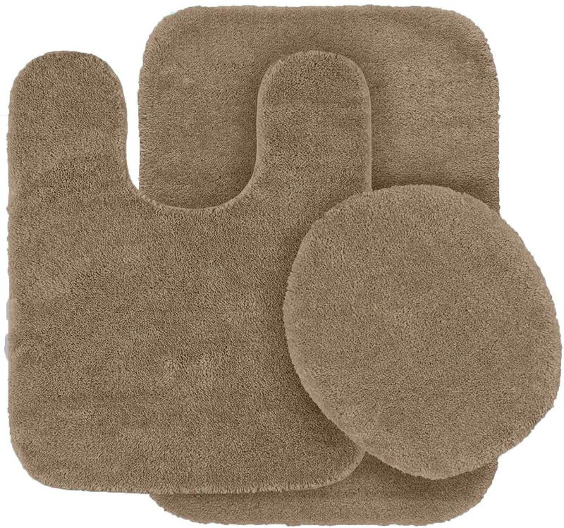 Photo 1 of 3 pc Solid Taupe/Tan Color Bathroom Rug Set Bath Mats Bath Set Super Soft Anti Slip Soft Mats New