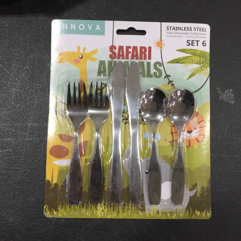 Photo 2 of ANNOVA Kids Silverware 6 Pieces Children's Safe Flatware Set Stainless Steel - 2 X Safe Forks, 2 X Table Knife, 2 X Tablespoons, Toddler Utensils Safa