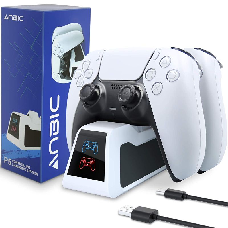 Photo 1 of ANBIC PS5 Controller Charger,Wireless Fast Charging Station Dock with LED Indicator for Sony Playstation 5 Dualsense,White
