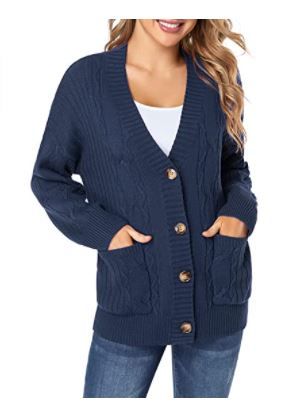 Photo 1 of Fuinloth Women's Cardigan Sweater, Oversized Chunky Knit Button Closure with Pockets Size Large