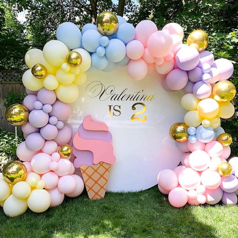 Photo 1 of 122 PCS Pastel Balloons Garland Arch Kit,Macaron Candy Color Pastel Balloons Set,Rainbow Balloons Gold Confetti Balloons for Wedding,Birthday Party,Baby Shower Decorations